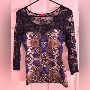 Bongo Black Floral Lace Top